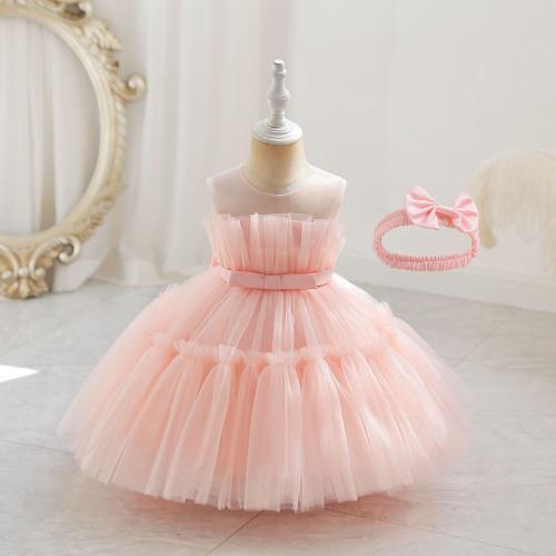 Viscose & Polyester Princess Girl One-piece Dress Solid PC