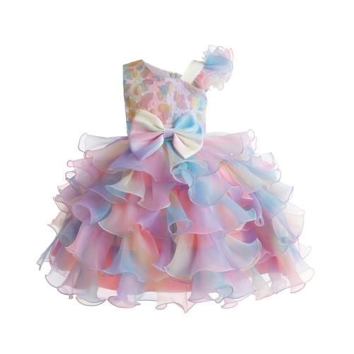 Viscose & Polyester Princess & Ball Gown Girl One-piece Dress with bowknot PC
