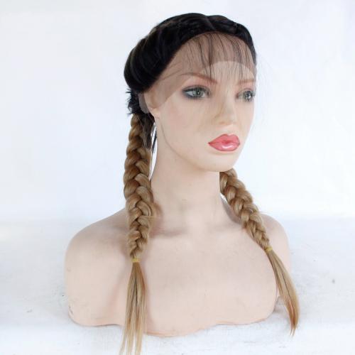 Gradient #27 blonde split hair two twist braids front lace wig