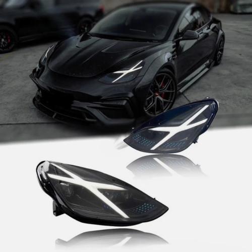 1 Pair LED DRL Front Headlight Assembly For Tesla Model Y 2020-2025