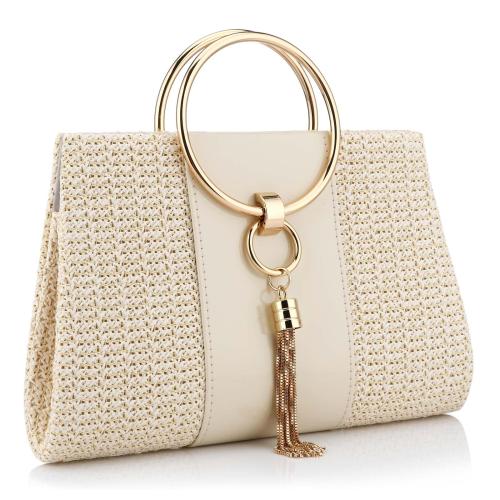 わら & PUレザー & 亜鉛合金 ハンドバッグ 選択のためのより多くの色 一つ