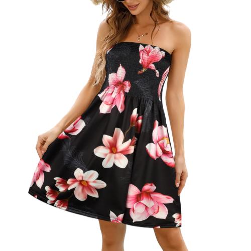 Polyester Tube Top Kleid, Floral, mehr Farben zur Auswahl,  Stück