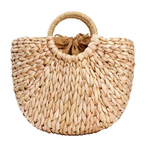 Straw Handmade & Easy Matching & Weave Handbag large capacity khaki PC