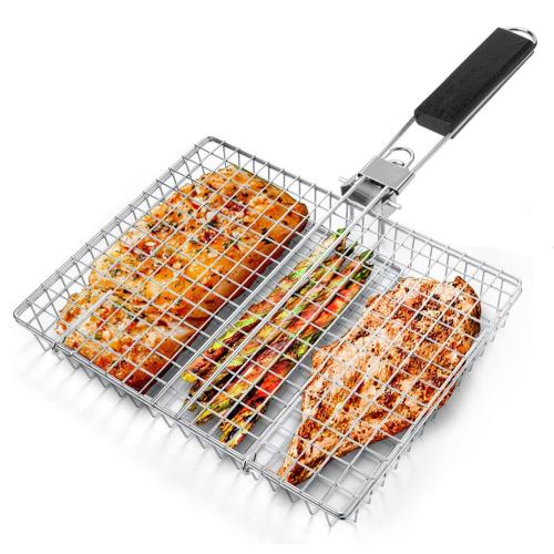 Foldable Handle Barbecue Clip Grill Outdoor Multi-function Barbecue Mesh Basket