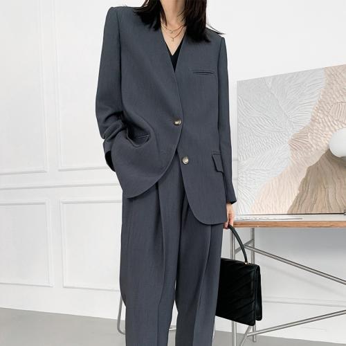 ポリエステル 女性レジャースーツ 単色 ダークグレー 一つ