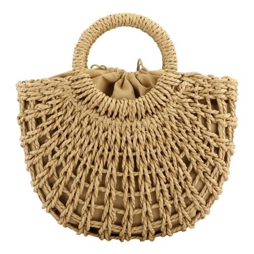 Straw Woven Tote soft surface & attached with hanging strap Solid PC