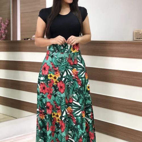 Poliéster Vestido de una pieza, impreso, diferente color y patrón de elección,  trozo