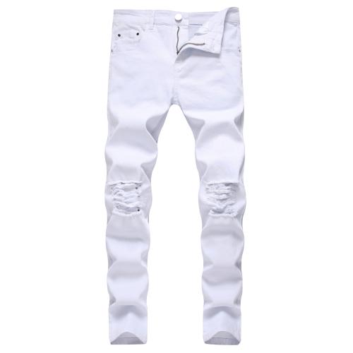 Algodón Hombres Jeans, blanco,  trozo