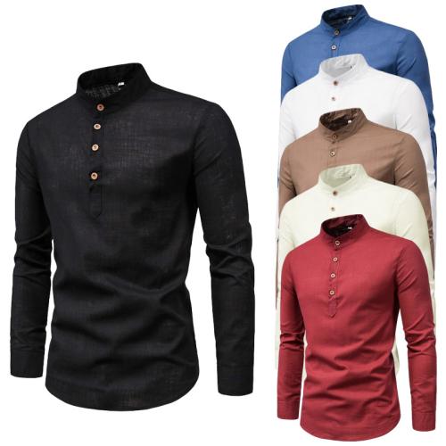 Katoenen stof Mannen long sleeve casual shirts effen geverfd Solide meer kleuren naar keuze stuk