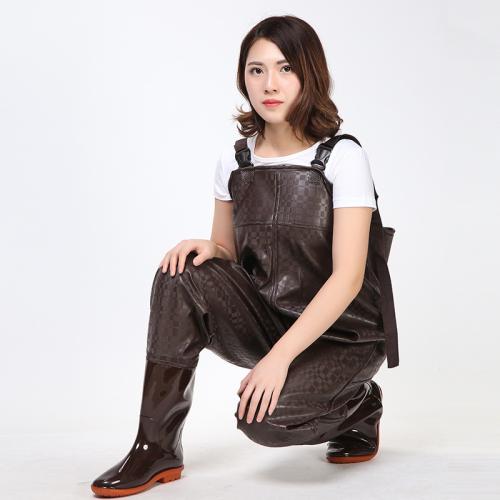 CLORURO DE POLIVINILO & De punto Pantalones de vadeo, marrón,  trozo