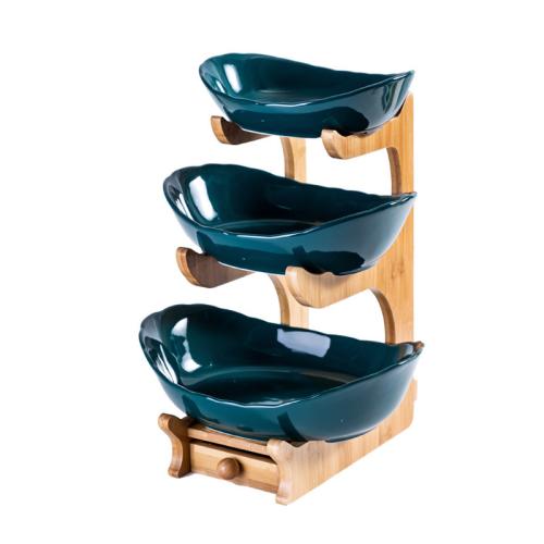 Ceramics & Solid Wood Multilayer & Creative Dried Fruit Plate Set