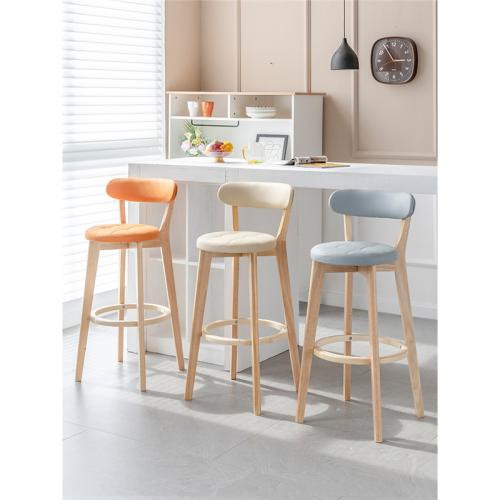 Technical Farbic & Waxed Leather & Sponge & Solid Wood Bar Stool durable Solid PC