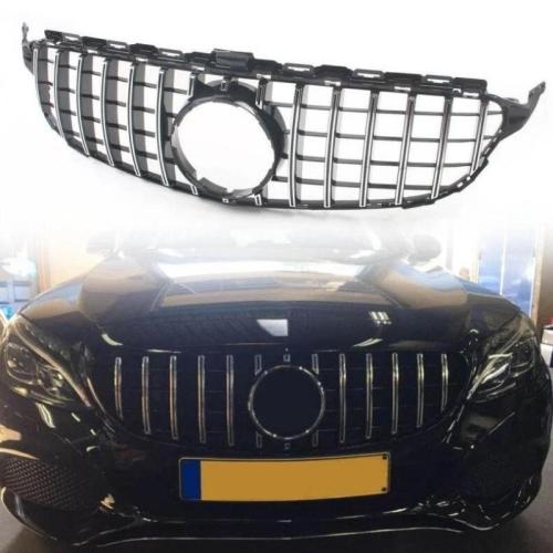 FOR MERCEDES C CLASS W205 C205 C200 C220 GT STYLE GRILLE GLOSS BLACK