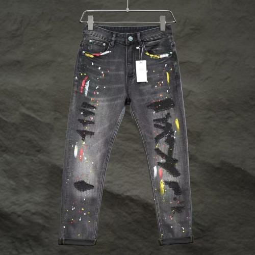 Denim Straight & Middle Waist Men Casual Pants washed black PC