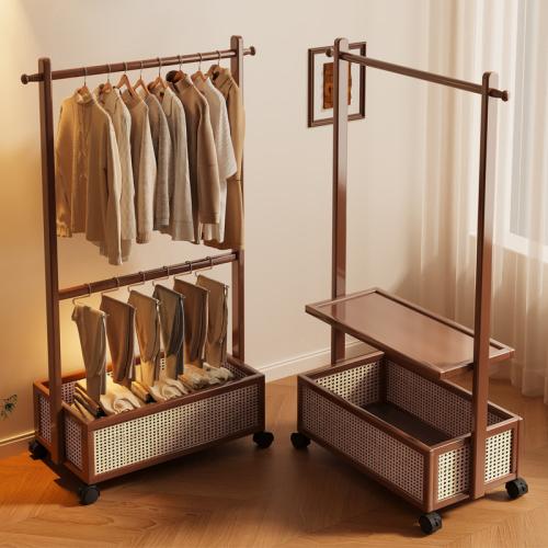 Moso Bamboo & Wooden & Plastic Multifunction Clothes Hanging Rack with caster PC