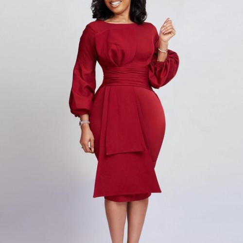 Polyester Slim & Plus Size Sexy Sheath Dress Solid PC