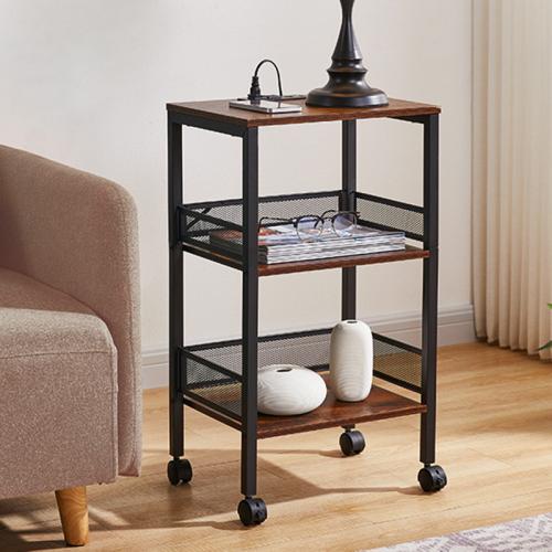 Wooden & Iron Multilayer Shelf with caster PC