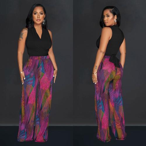 Polyester Women Casual Set slimming & two piece Pants & top printed Set