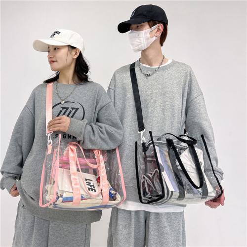 PVC Handbag large capacity & attached with hanging strap & waterproof & transparent PC