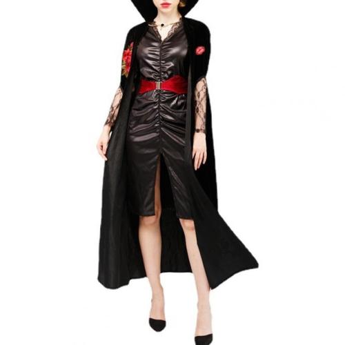 Cord & Synthetisches Leder & Polyester Paar Kostüm, Schwarz,  Stück