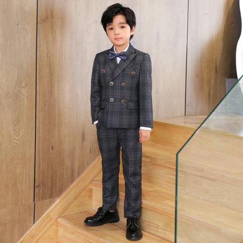 Polyester Soft Boy Clothing Set five piece & four piece plaid Set