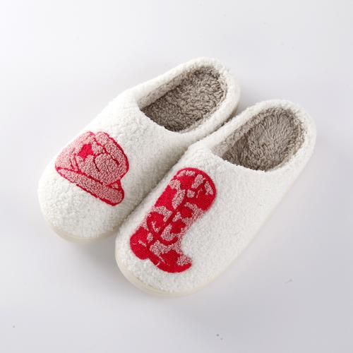 Thermo Plastic Rubber & Suede Fluffy slippers hardwearing & thermal white Pair