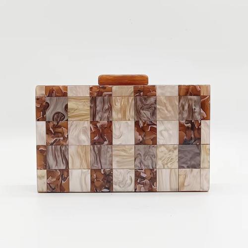 Acrílico Bolso de embrague, tartán, colores mezclados,  trozo