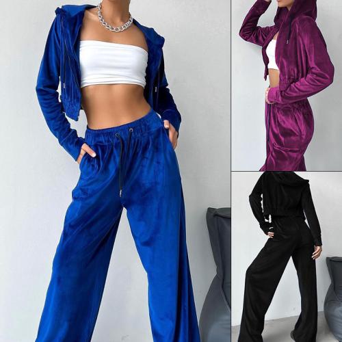 Velveteen Women Casual Set & two piece Pants & coat patchwork Others Set