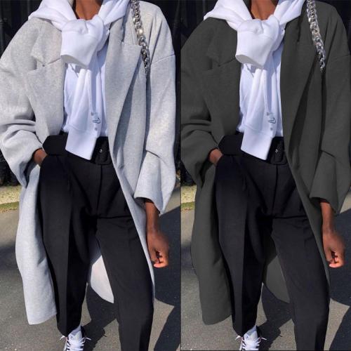 Woollen Cloth Slim Women Overcoat patchwork Solid PC