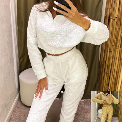 Spandex Women Casual Set & two piece Pants & top patchwork Solid PC