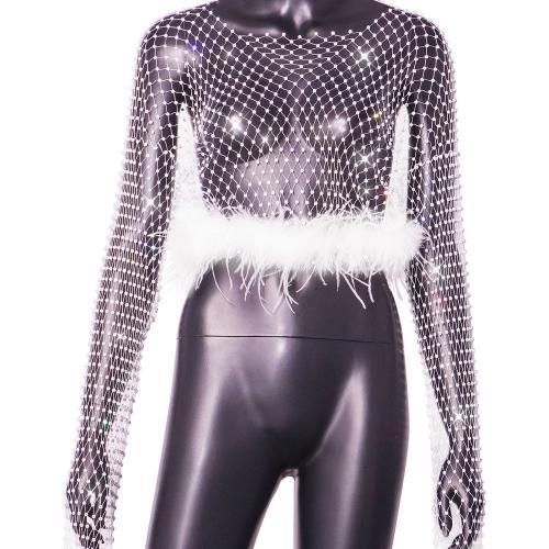 Nylon Dámské halenky s dlouhým rukávem nažehleného Bianco kus