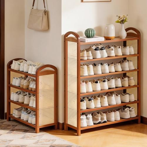 Moso Bamboo Shoes Rack Organizer for storage & durable Composite Materials & Engineering Plastics Solid Dark Brown PC