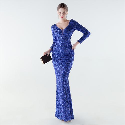 Spandex & Polyester Mermaid Long Evening Dress & padded Sequin PC