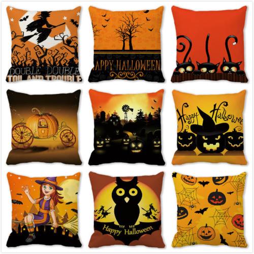 Polyester Peach Skin Throw Pillow Covers Halloween Design & durable printed PC