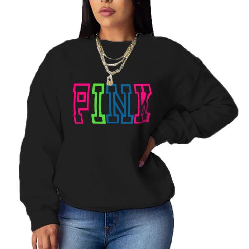 Polyester Women Sweatshirts slimming & loose & thermal printed Solid PC