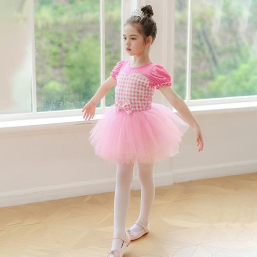 Poliéster Vestido de una sola pieza de la muchacha, rosado,  trozo