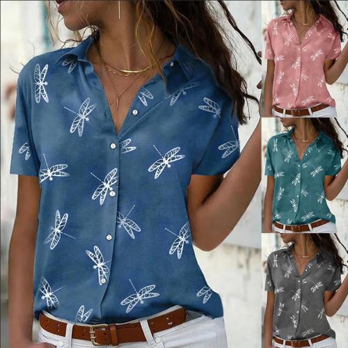 Polyester Slim & Plus Size Women Short Sleeve Shirt printed Others PC
