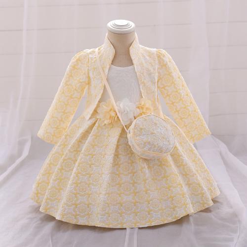 Gasa & Algodón Vestido de una sola pieza de la muchacha, impreso, estremecimiento, más colores para elegir,  Conjunto