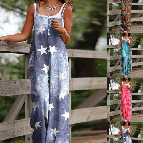 Polyester Wide Leg Trousers Long Jumpsuit printed Others PC