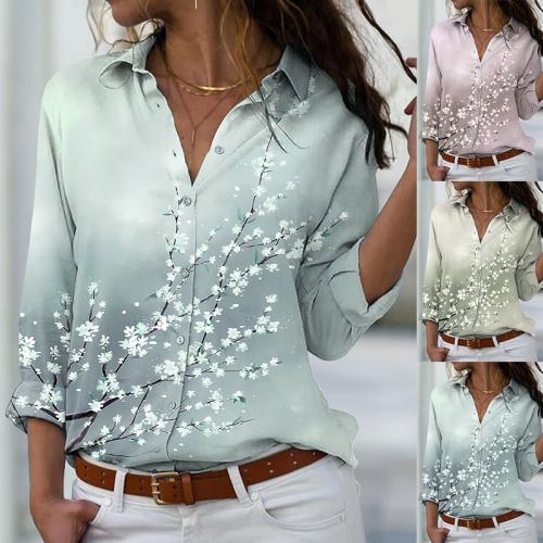 Polyester Frauen Langarm Shirt, Gedruckt, Floral, mehr Farben zur Auswahl,  Stück