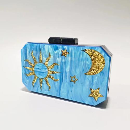 Acrílico Bolso de embrague, labor de retazos, azul,  trozo