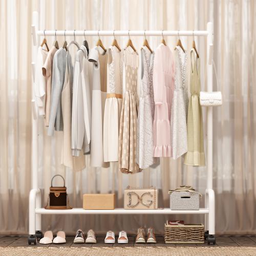 Carbon Steel Multifunction Clothes Hanging Rack with caster stoving varnish PC