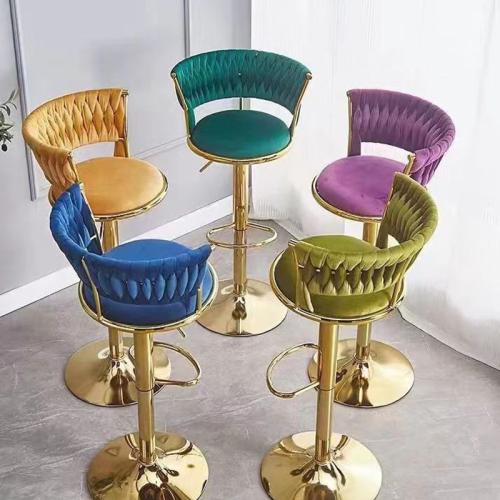 Metal & Suede 360degree rotation Bar Stool adjustable PC