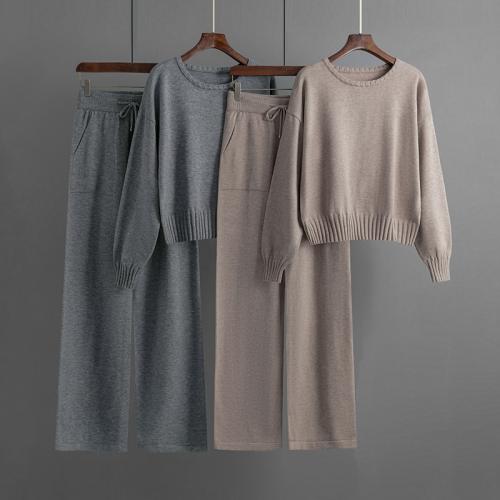 Viscose Fiber Women Casual Set two piece & loose & thermal Solid : Set