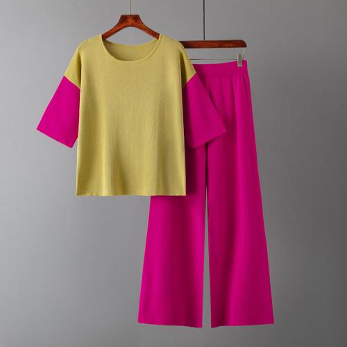 Viscose Soft Women Casual Set slimming & two piece & loose Solid : Set