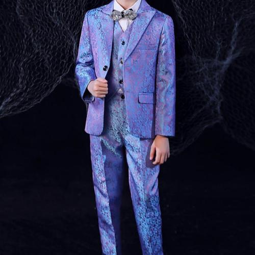 Polyester & Baumwolle Junge Freizeit Anzug, Krawatte & Weste & Hosen & Nach oben & Mantel, Jacquard, mehr Farben zur Auswahl,  Festgelegt