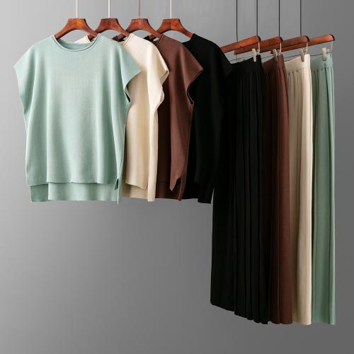 Viscose Women Casual Set two piece & loose & breathable Solid : Set