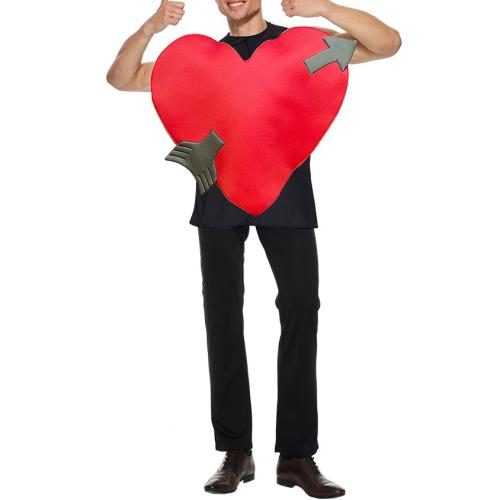 Polyester Men Halloween Cosplay Costume Halloween Design printed heart pattern red : PC