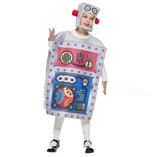Polyester Children Halloween Cosplay Costume Halloween Design hood & teddy printed silver : PC