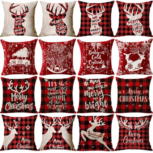 Linen Throw Pillow Covers christmas design printed PC